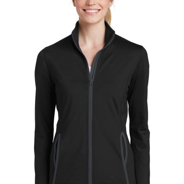 Ladies Sport Wick ® Stretch Contrast Full Zip Jacket Thumbnail